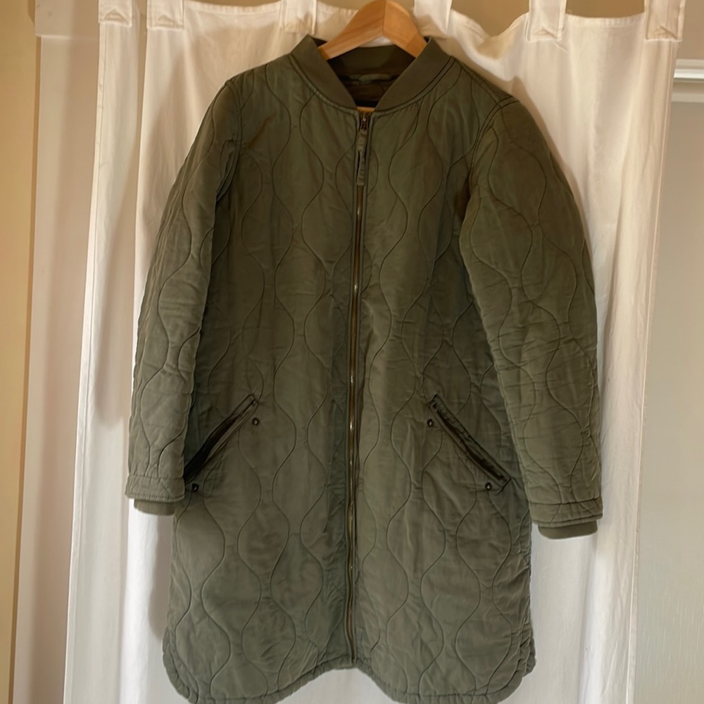 7 for all mankind quilted army green coat